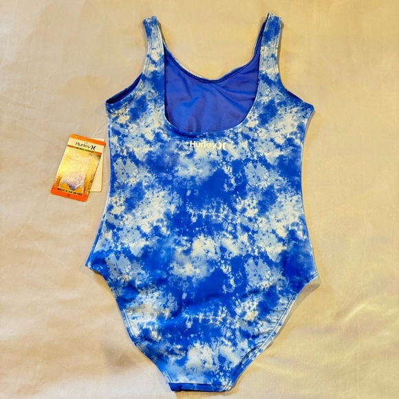 Hurley Swimsuit Blue Tie Dye One Piece Junior Girls Size 12 - Picture 7 of 8